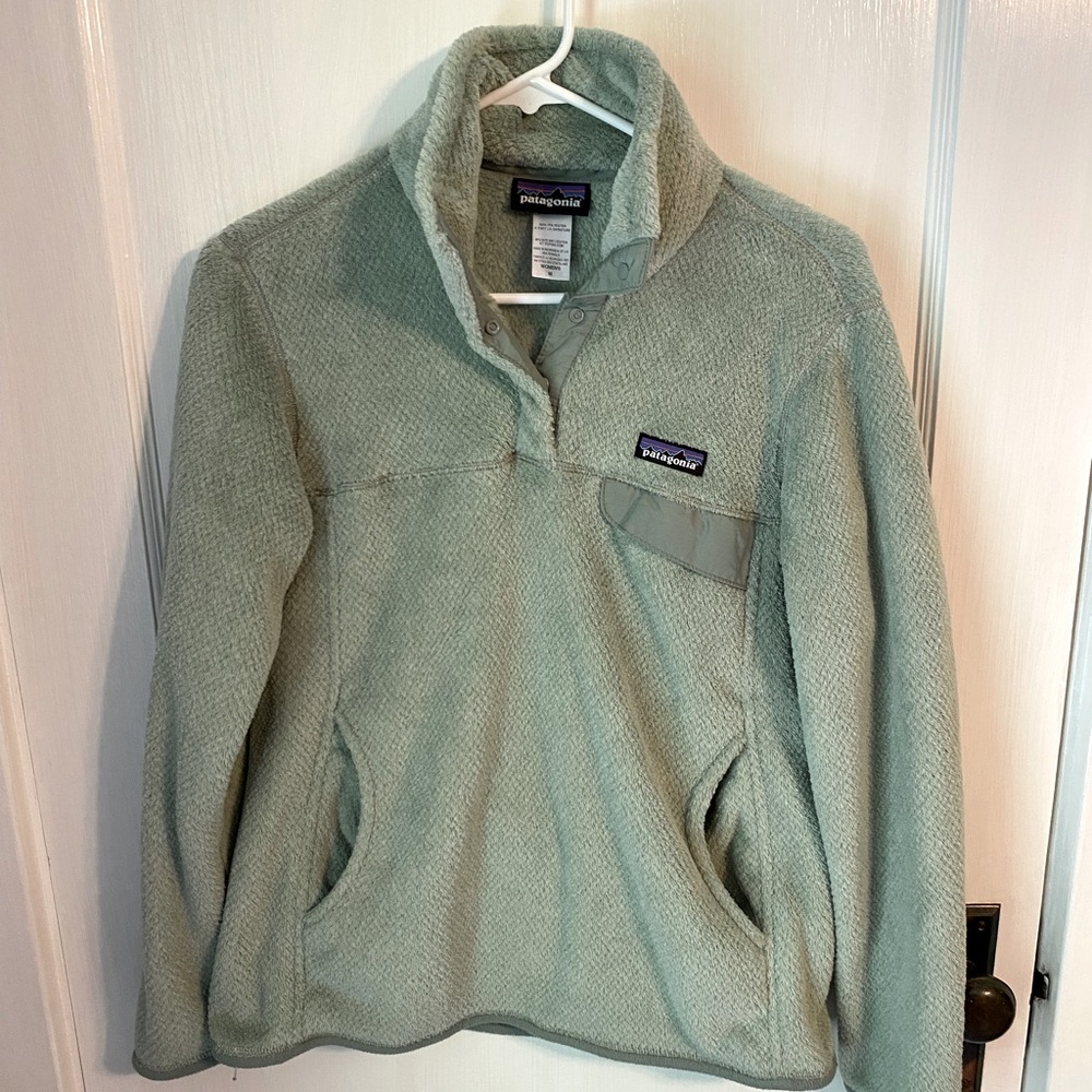 Patagonia Light Sage Green Teddy Fleece Jacket
